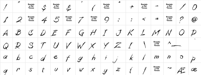 Dread  Endings Regular  glyph index