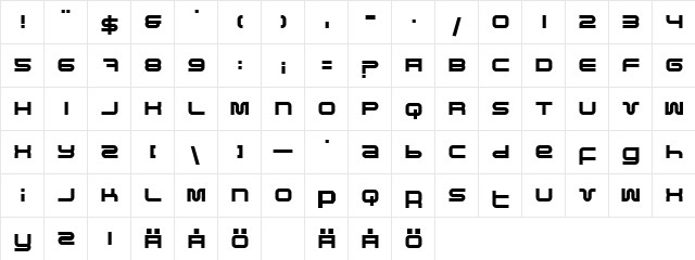 Pfuk Regular  glyph index