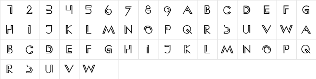 HFF Clip Hanger Regular  glyph index