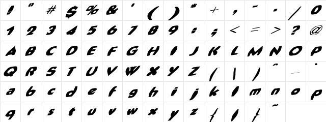 Fat Cat Regular  glyph index