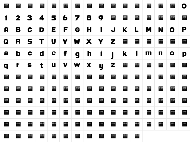 Post Box - Demo Regular  glyph index