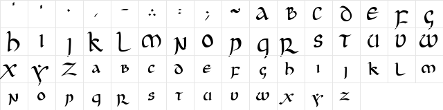 JGJ Uncial Regular  glyph index