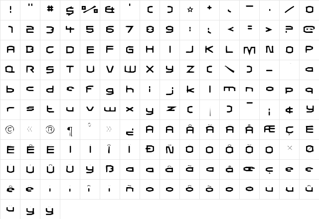 Charles in Charge Gaunt Regular  glyph index