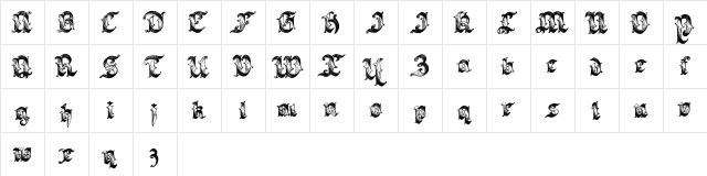 Saraband Lettering Regular  glyph index