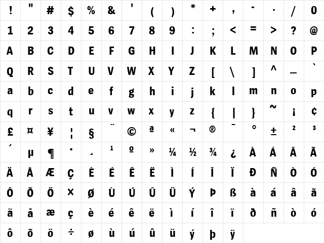 SpiegelCd Bold  glyph index