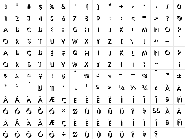 PT High-rise Normal  glyph index