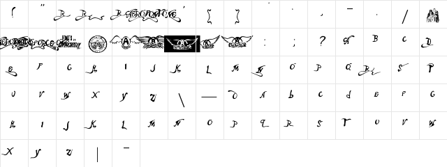 Aero Font One Regular  glyph index
