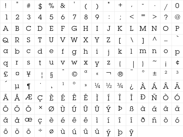 ITC Lubalin Graph Book  glyph index
