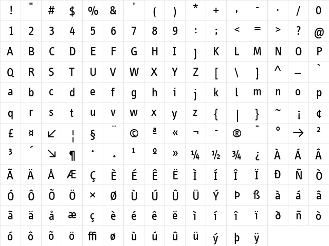 Info Book  glyph index