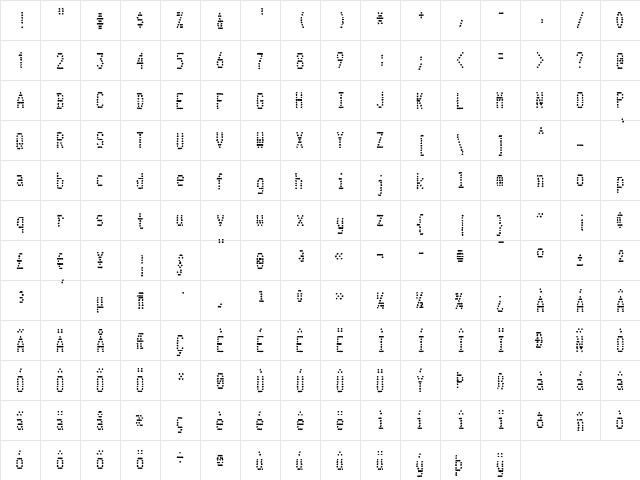 Telidon Ink Cd Regular  glyph index