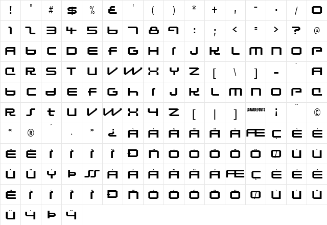 Lunasol Sequence Regular  glyph index