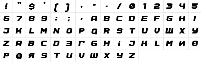 Soviet Program Bold Italic  glyph index