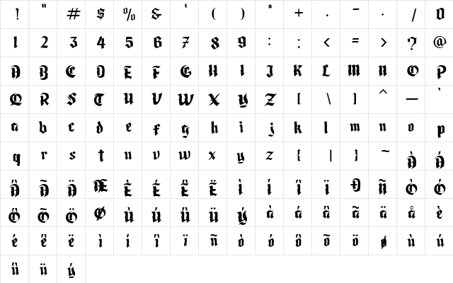 Cardanaya Font SemiBold  glyph index