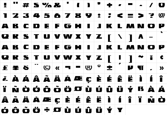Edge Horizontal Regular  glyph index