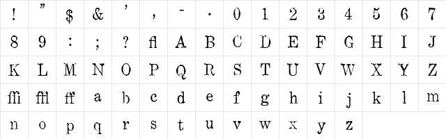 Matchwood WF Regular  glyph index