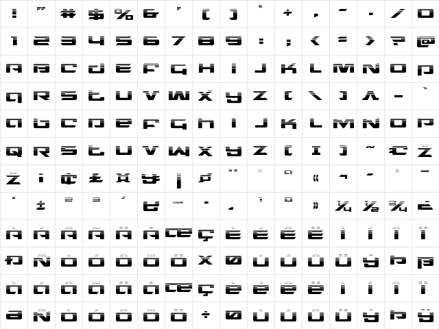 Northstar Half-Tone Regular  glyph index