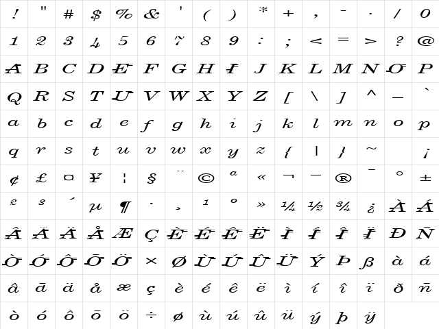 GoodMoodExtra31 Regular  glyph index