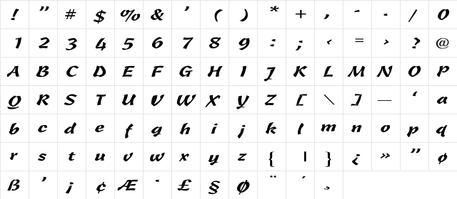 Cascade-Light Ex Regular  glyph index