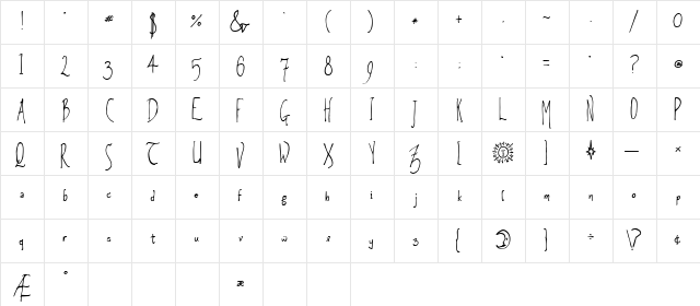 Amethyst Zucchini Regular  glyph index