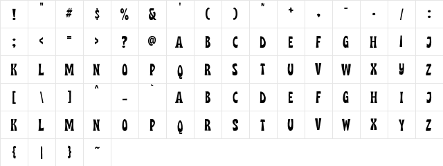 Midgeto DEMO Regular  glyph index