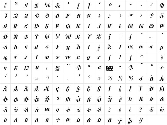 BarberPoleItalic Italic  glyph index