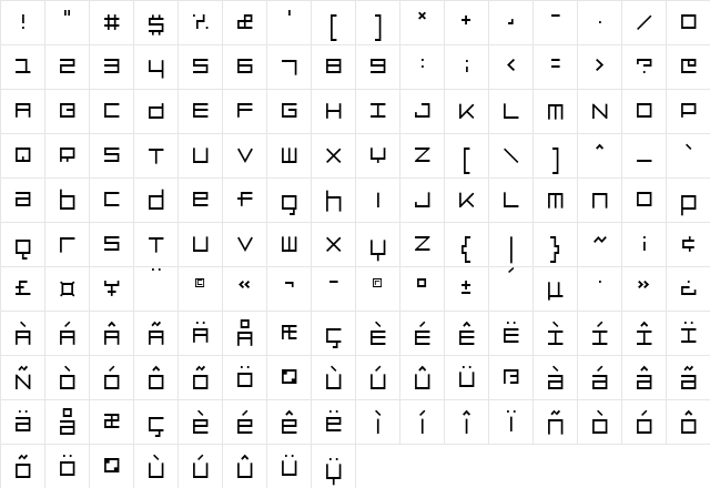 Luggage Light  glyph index