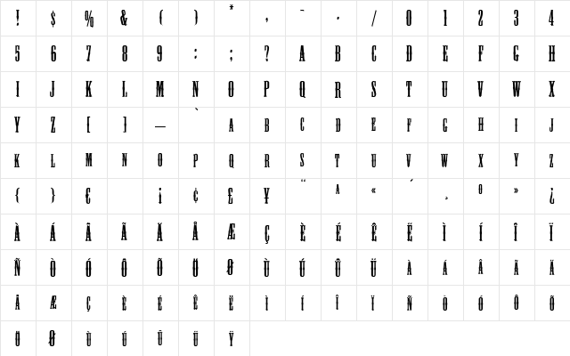 Michigan Regular  glyph index