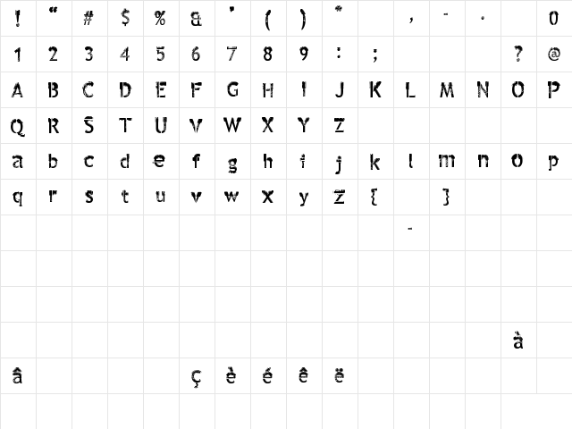 anthem Regular  glyph index