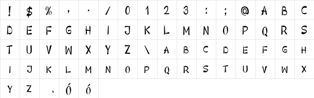 Bang Bang Regular  glyph index