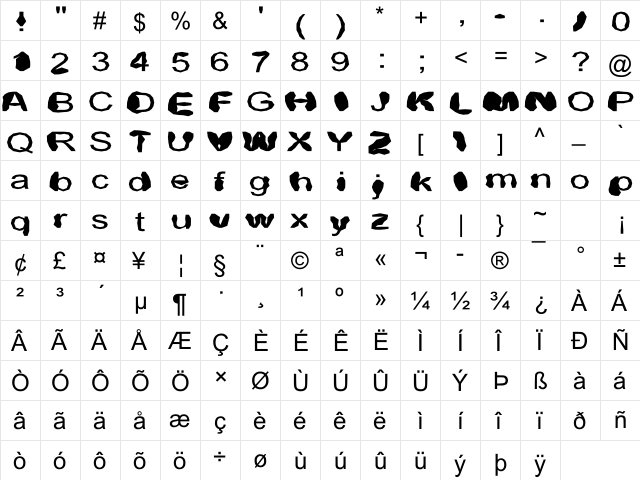 FUD SUPREME Regular  glyph index
