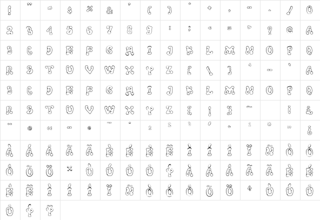 Resta Display Font Regular  glyph index