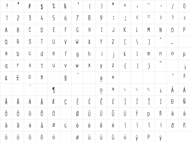Line Printer 132 Regular  glyph index