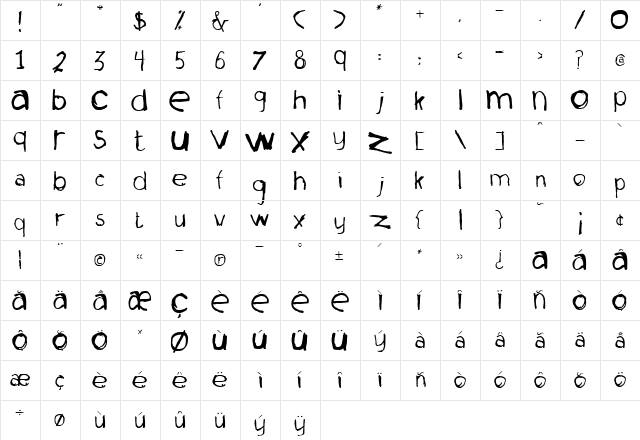 La Ment Regular  glyph index