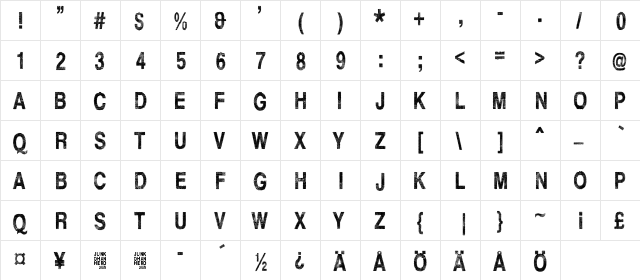 Hell Finland Regular  glyph index