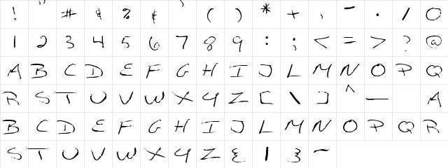 Mr. Hanky Normal  glyph index