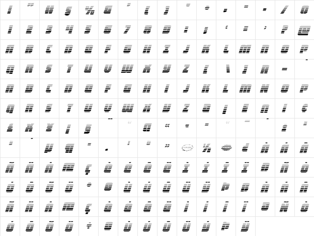 Heavy Falcon Gradient Italic Italic  glyph index