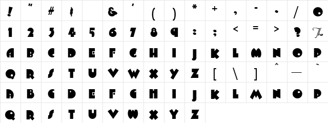 Atomicas U Regular  glyph index