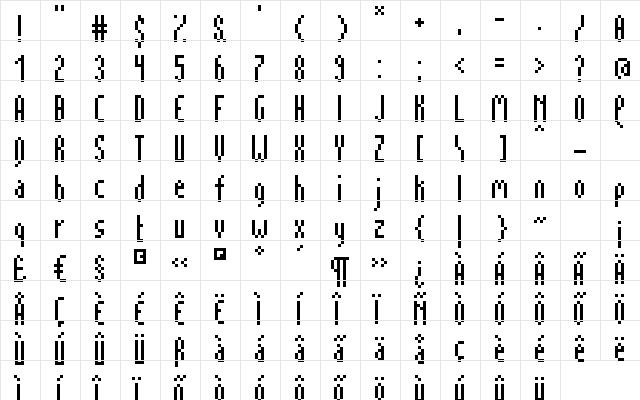 Emily-00 Regular  glyph index