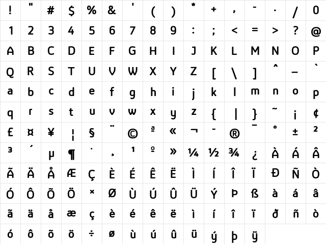 LT Reponse Rounded Bold  glyph index