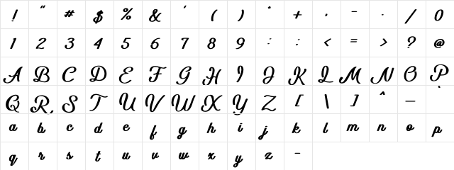Bio Monster Regular  glyph index