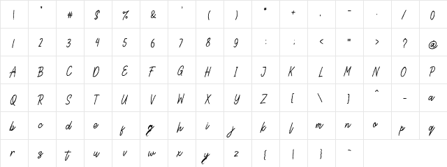 Steven Area Regular  glyph index