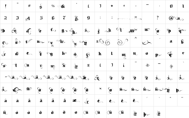 Ithorn?t Regular  glyph index