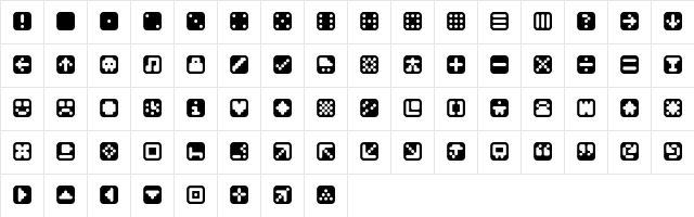 Mastertext SymbolsOne  glyph index