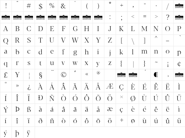 Blacker Display Light  glyph index