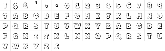 JFRockOutcrop Regular  glyph index