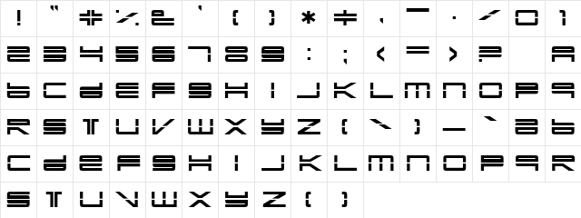 YonderRecoil Regular  glyph index