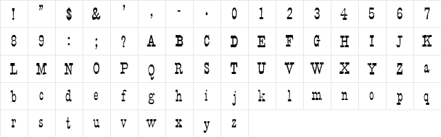 Faywood WF Regular  glyph index