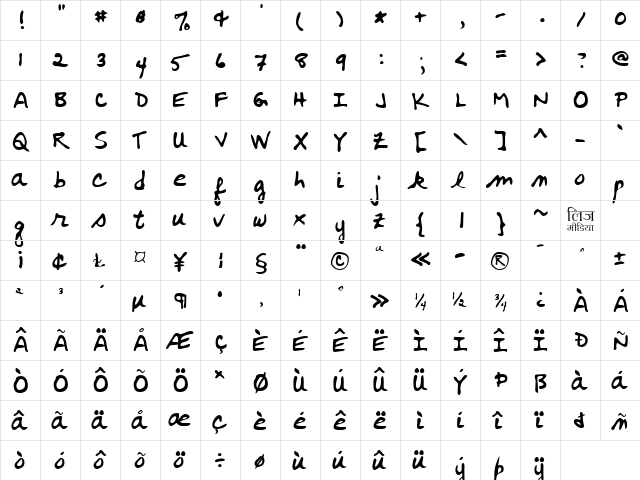 LEHN179 Regular  glyph index