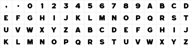 Hemisphers Bold Sans Regular  glyph index