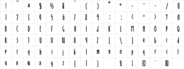 Clearregular Regular  glyph index
